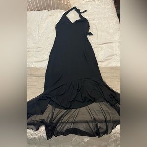 Black halter cocktail dress